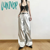 Lunivop Silver Retro Matte Trendy Personalized All-Match Casual High Street Cool Confident